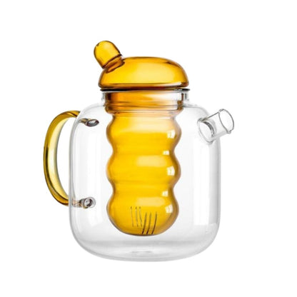 Glass teapot designed for loose leaf tea with spacious infuser basket 1 liter