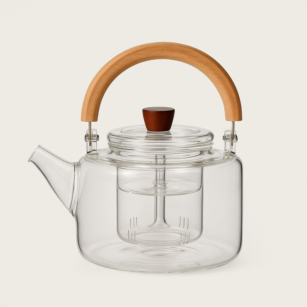 1000ml heat resistant glass tea maker with secure magnetic suction lid