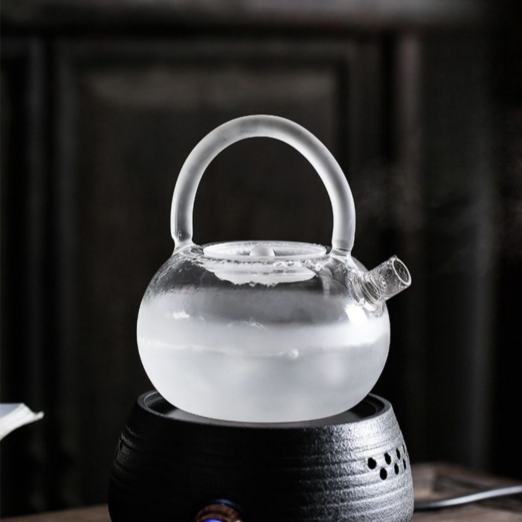 Borosilicate glass teapot for brewing oolong green and herbal teas