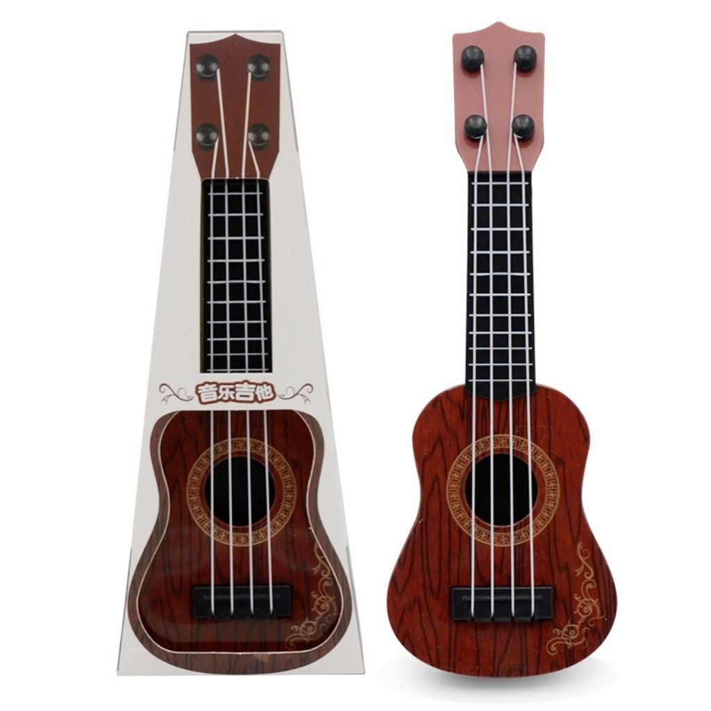 musical toy, 4 string guitar, toddler instrument, wood finish guitar, educational toy