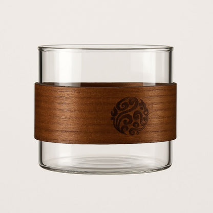 Orlando Walnut Ring Borosilicate Glass Tea Cup