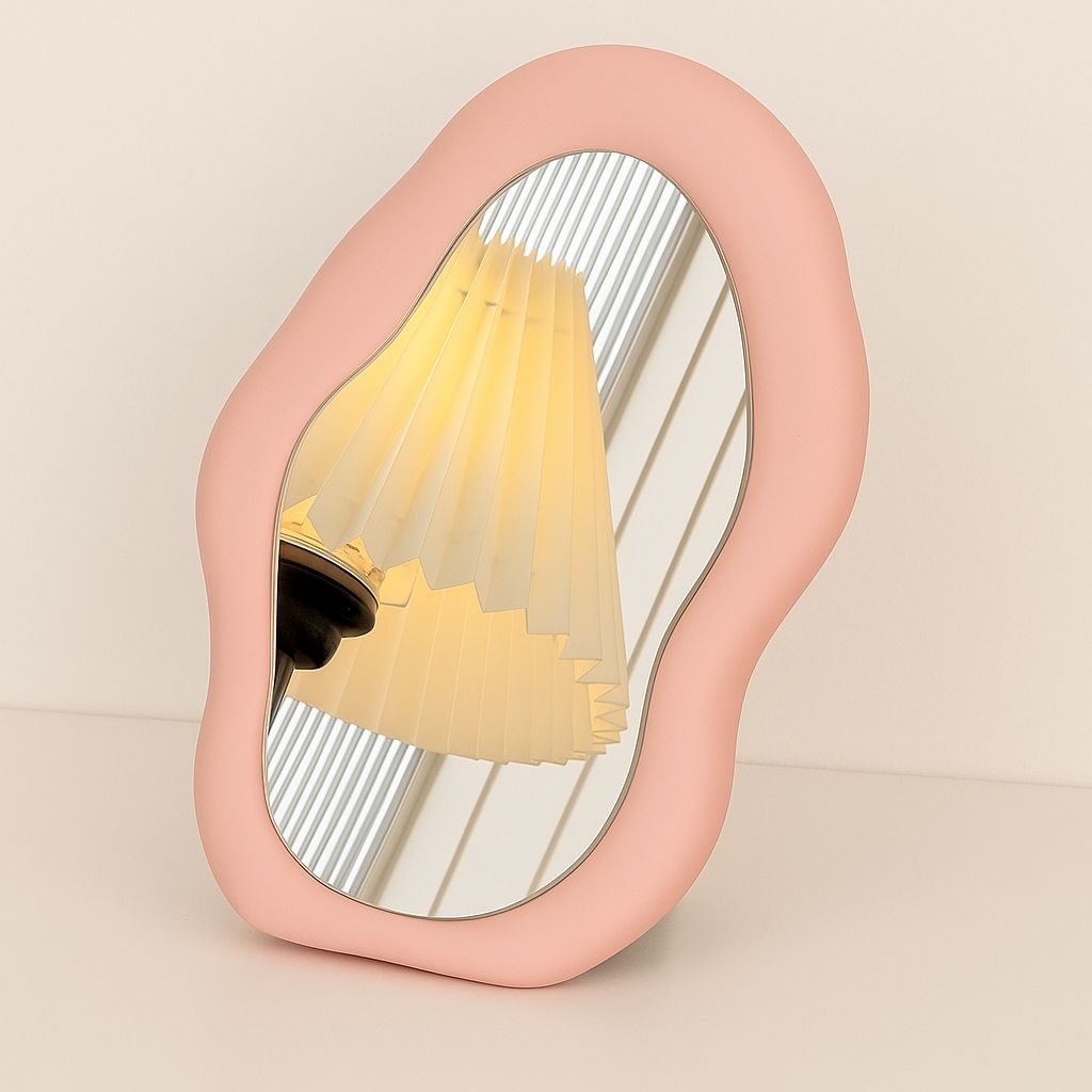 Cloud shaped vanity mirror with irregular organic design perfect for desktop and wall mount home decor