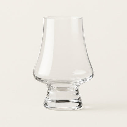 Crystal spirits glass with curved bowl perfect for whiskey tasting and home bar collection