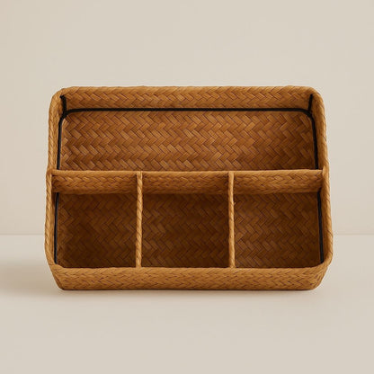 Handcrafted willow woven storage basket for home organization and rustic decor 