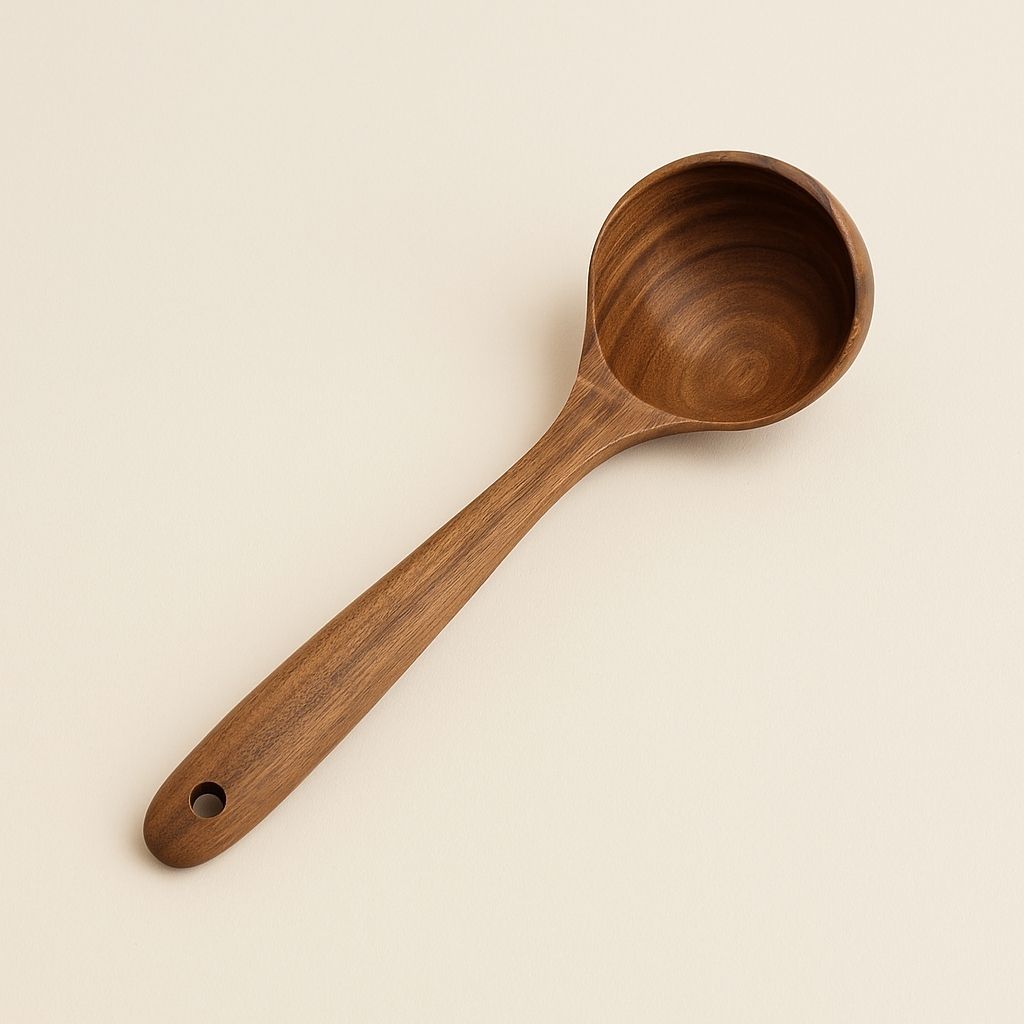 Handcrafted wooden utensils from sustainable natural wood offering non-toxic cooking solutions