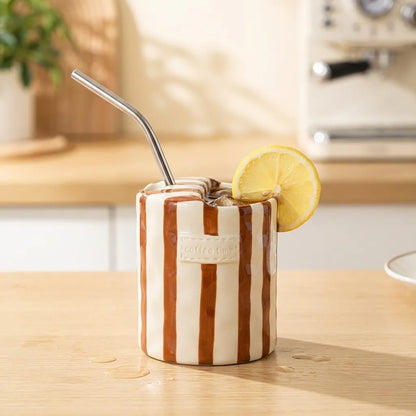 Retro Striped Ceramic Mug