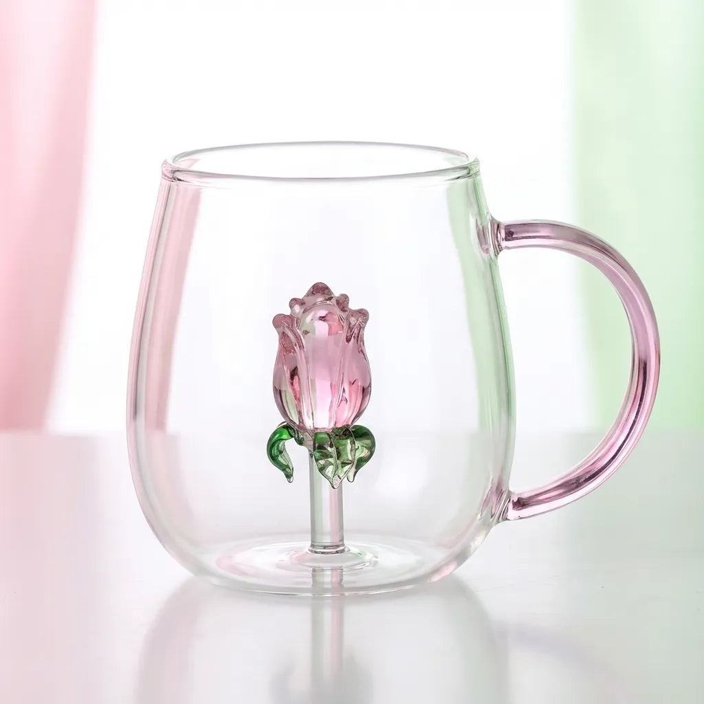 Rose Blossom Glass Teapot