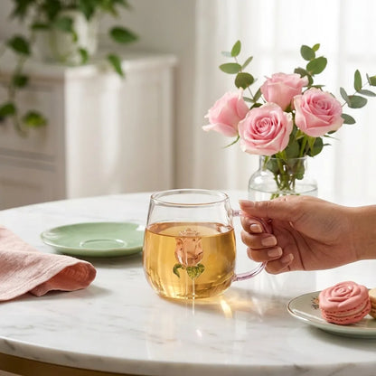 Rose Blossom Glass Teapot