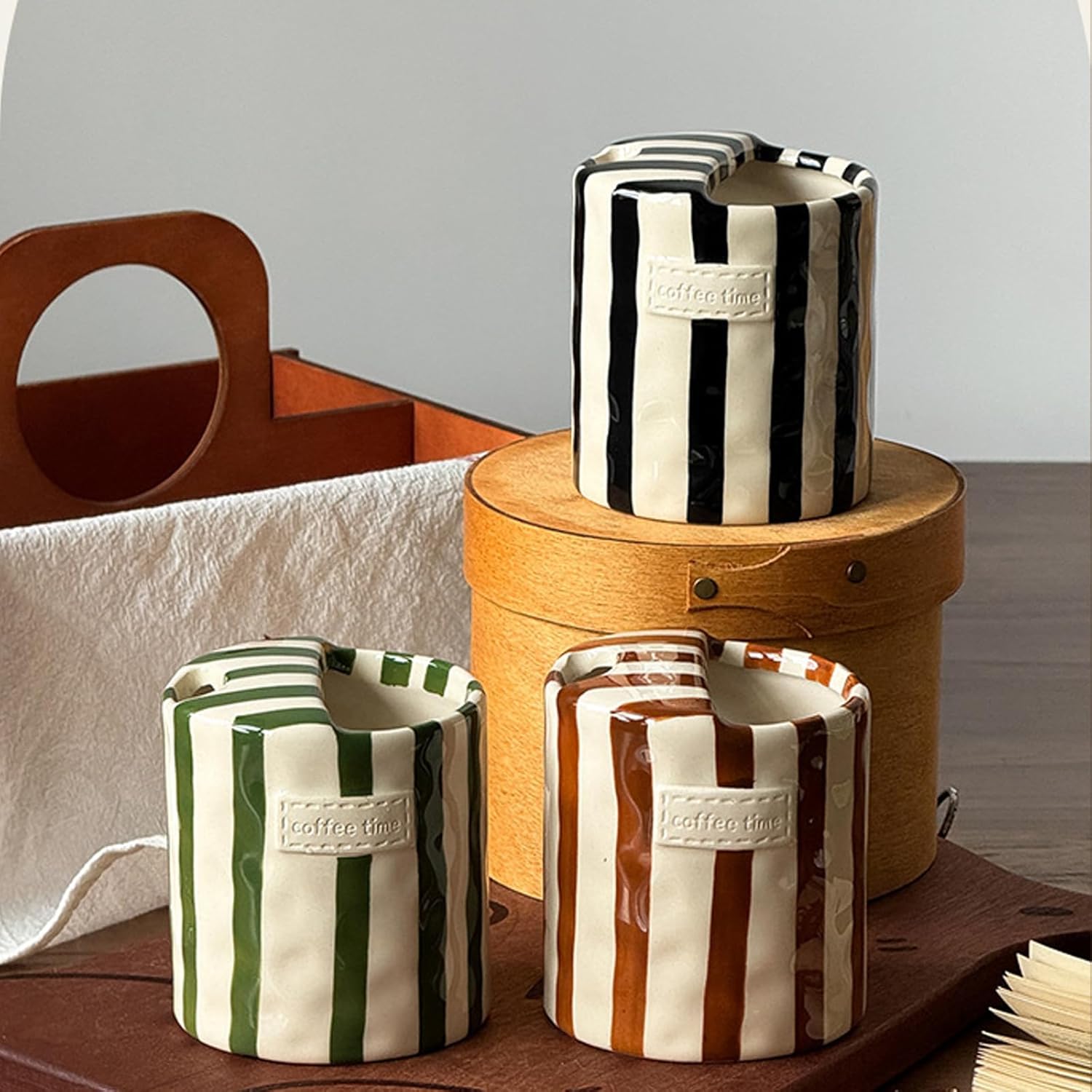 Retro Striped Ceramic Mug