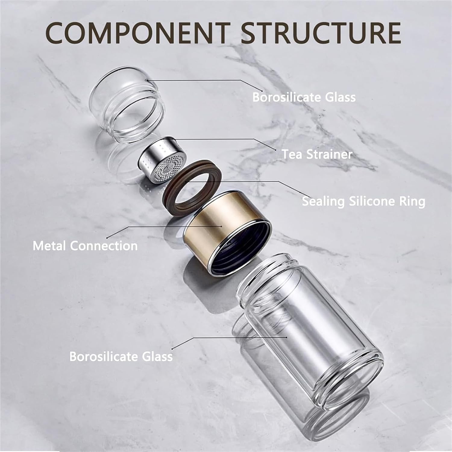 Calmora Dual-Layer Tea Infuser Bottle