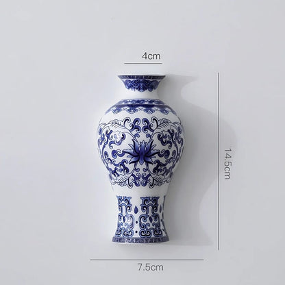Ceramic Blue & White Wall Vase